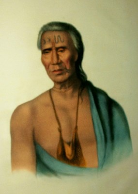 18th century painting of a Lenape chief, or sakima.