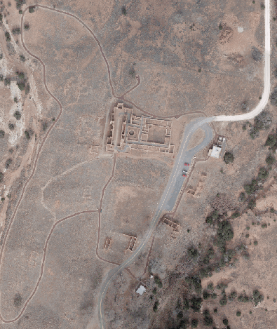 An aerial view of the Abó Mission Complex.
