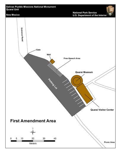 The first amendment area at Quarai is the in the parking lot near the well house.