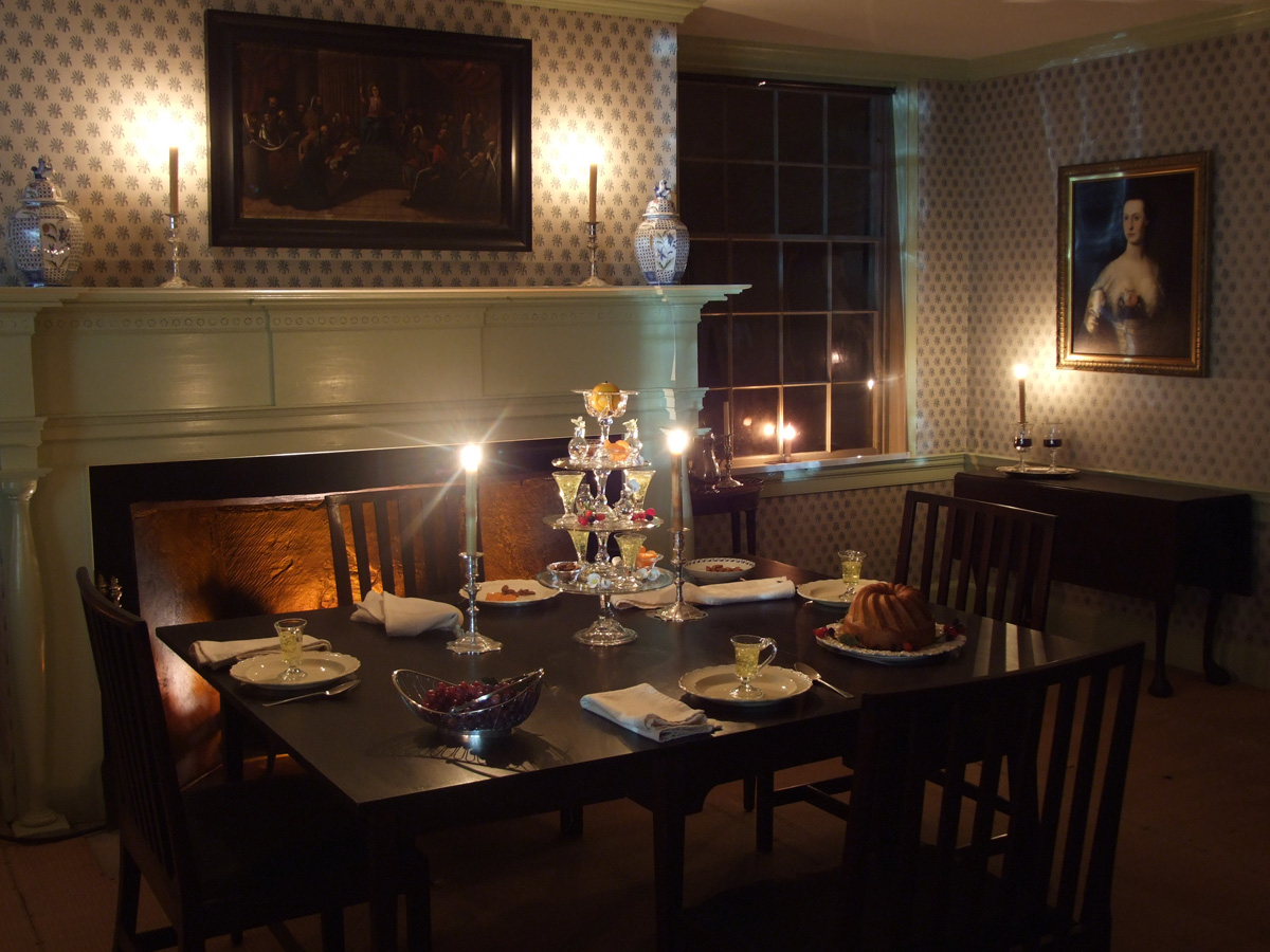 Colonial dining set at dusk Colonial dining set at dusk