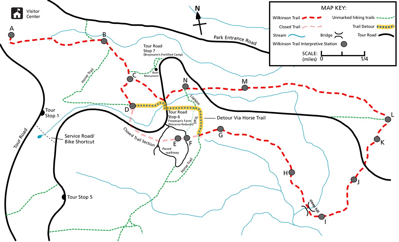 Wilkinson Trail Map with Detour at Stop 6