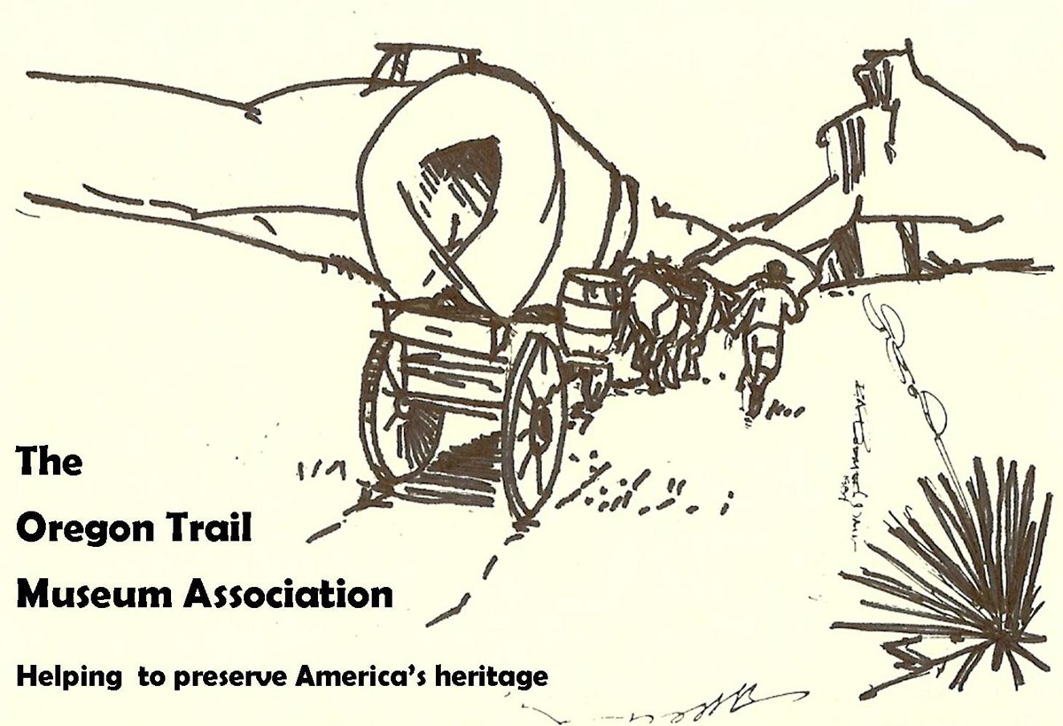 Drawing of covered wagon in Mitchell Pass Drawing of covered wagon in Mitchell Pass