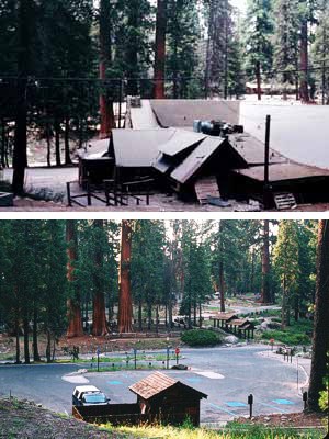 The Giant Forest Cafeteria before and after building removal (2004).