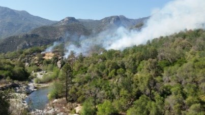 A fire lookout observes as crews get upper hand on the Potwisha Fire in Sequoia National Park