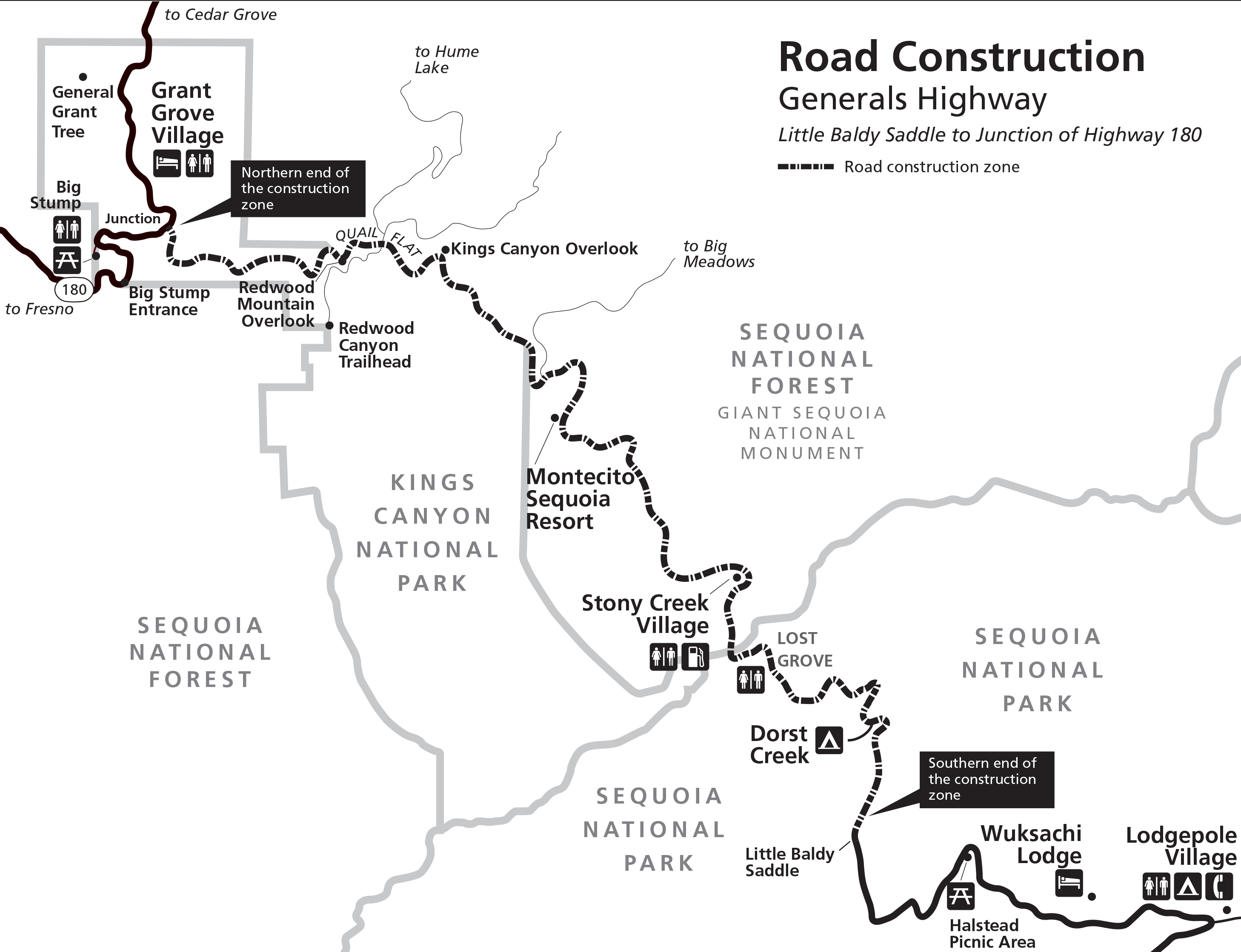 Map of road construction zone