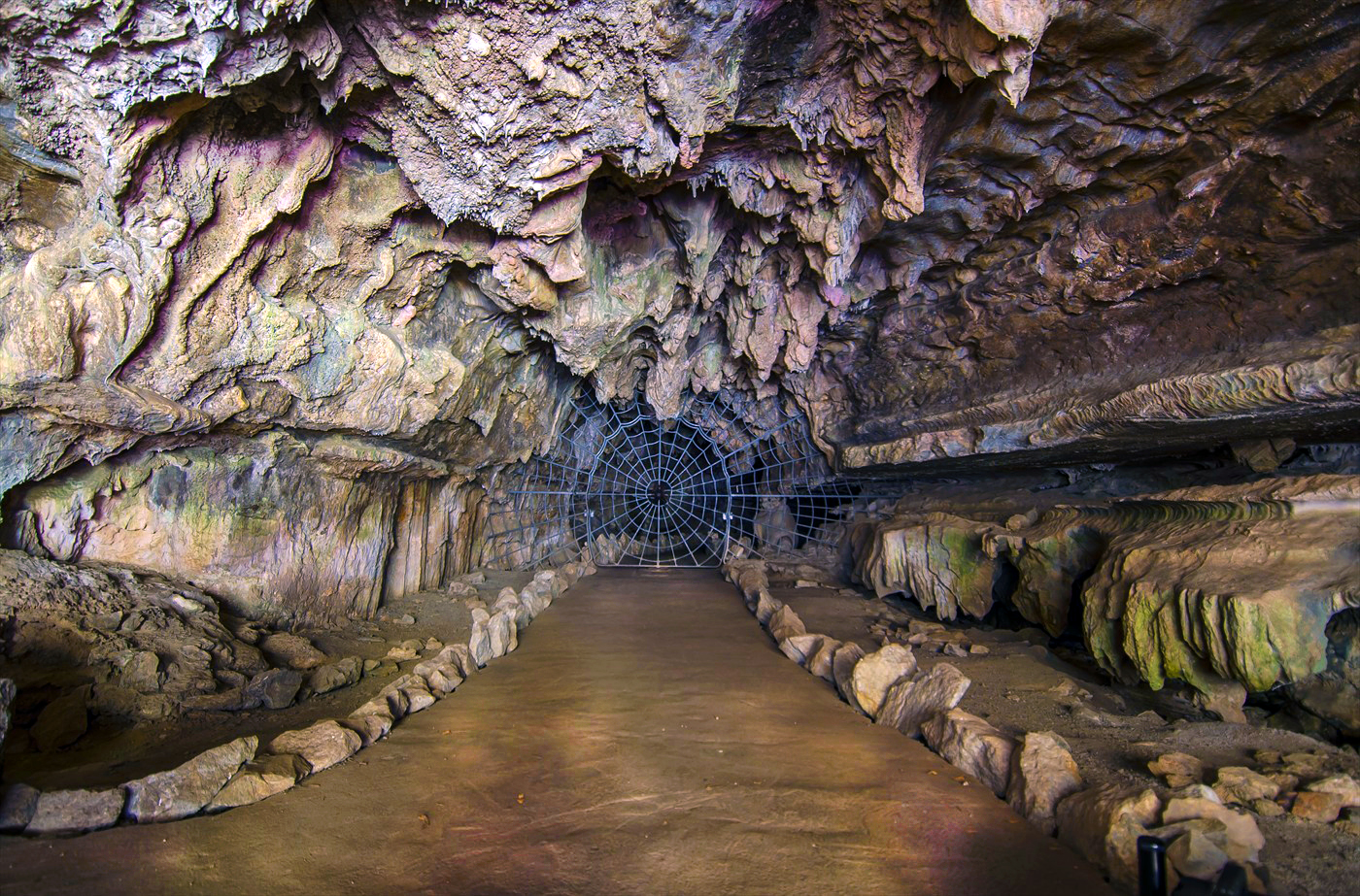 PR Crystal Cave Entrance A spiderweb gate guards the entrance of Crystal Cave