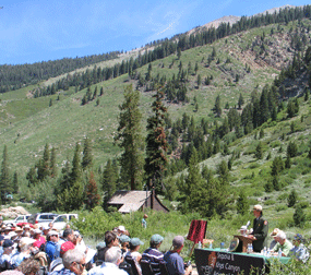 Superintendent Axtell speaks to the group about wilderness.