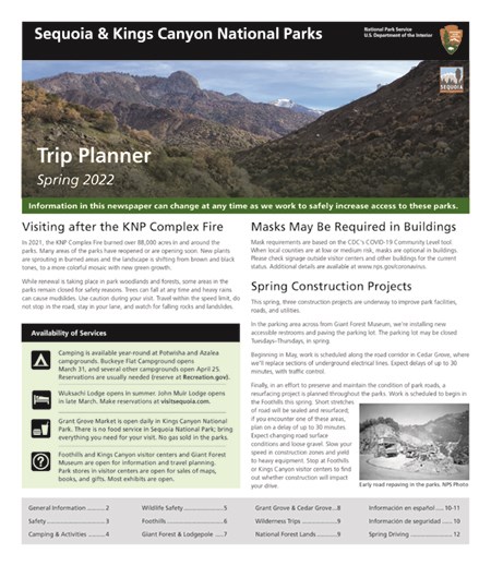 An image of the cover of the Spring 2022 Sequoia and Kings Canyon newspaper