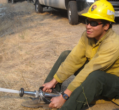 Pre-treating forest fuels with water provided safer control of the Sheep Fire along the Kings River. 