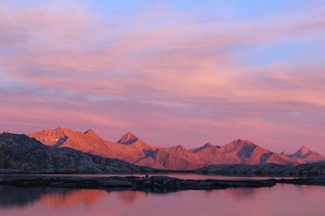 Alpenglow on the Great Western Divide from Moose Lake