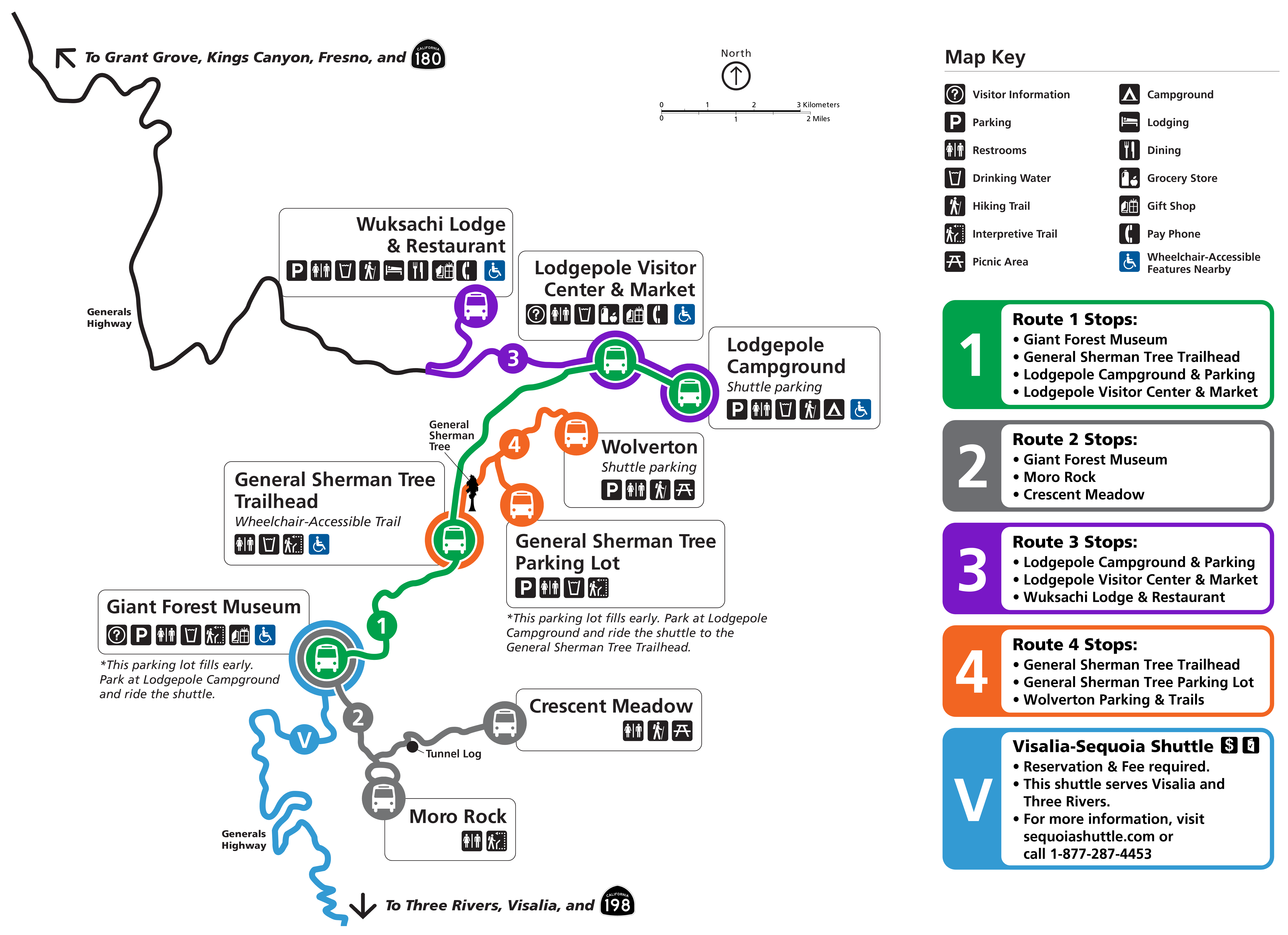 2023 Giant Forest Shuttle Routes Map