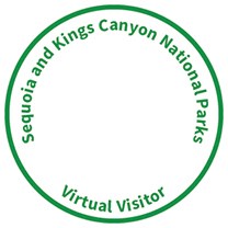 A graphic of the park passport stamp with green text in a circle