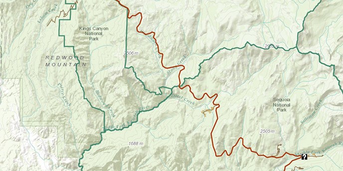 A map of Sequoia & Kings Canyon National Parks