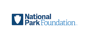 National Park Foundation Logo shows a white arrowhead cutout from a blue square.