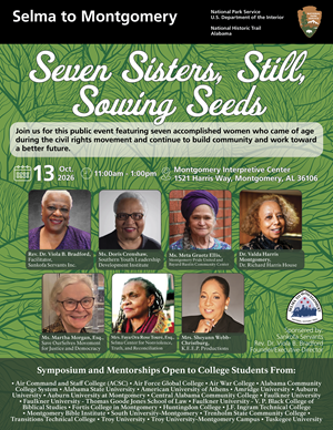 Green background with images of seven older women of different races.