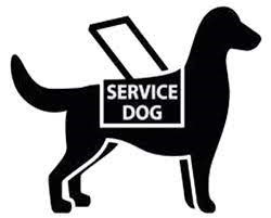 Black graphic of a dog wearing a service animal vest.