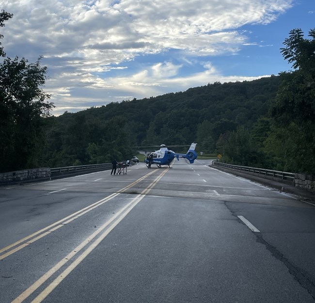 Helicopter on a bridge on Skyline Drive Helicopter on a bridge on Skyline Drive