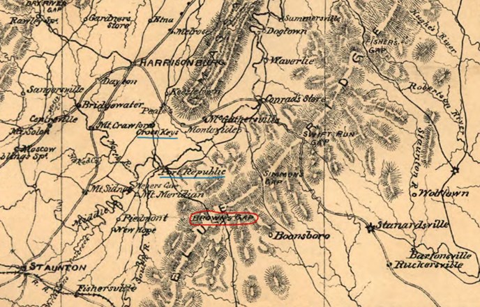 Historic map of Brown's Gap.