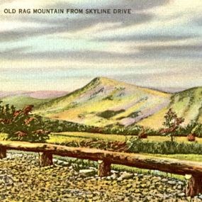 Illustrated postcard showing Old Rag from Skyline Drive.