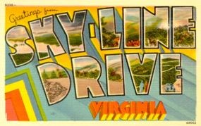 Vintage illustrated Skyline Drive postcard.
