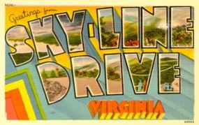 skyline drive postcard Vintage illustrated Skyline Drive postcard.