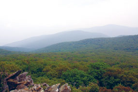 A summer view of distant mountains from Skyline Drive. A summer view of distant mountains from Skyline Drive.