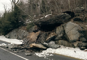 Rock slide along Skyline Drive Rock slide along Skyline Drive