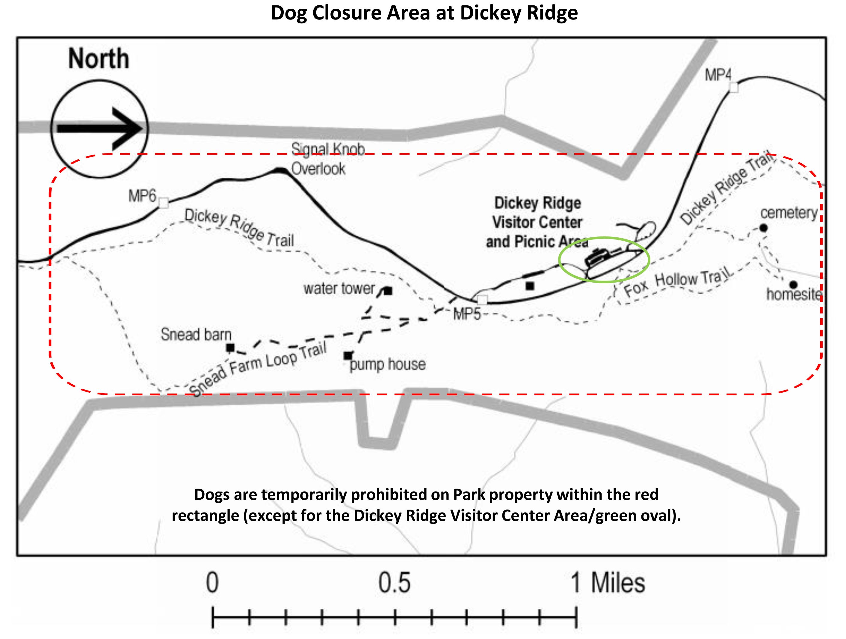 A map of the trails that remain closed to dogs in Shenandoah National Park.