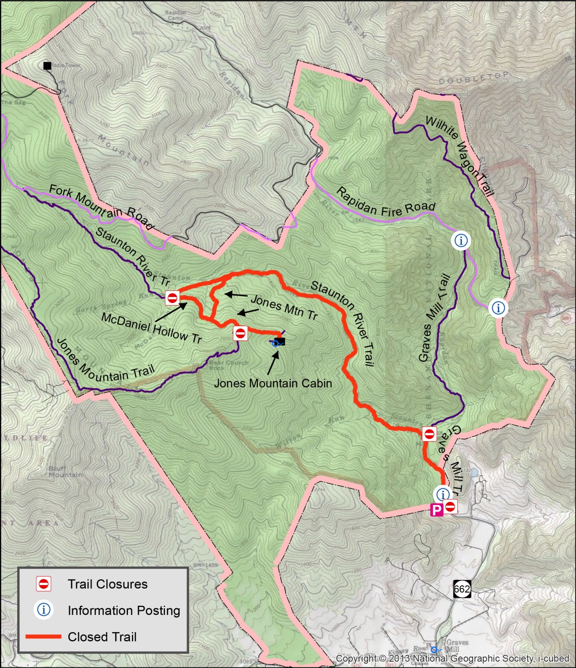 Jones Map of the closure area