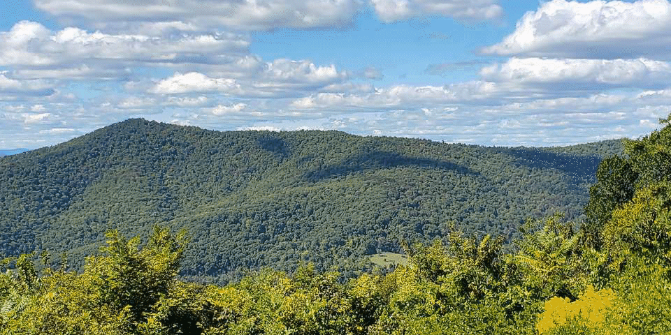 A timelapse of a mountain overlook through the seasons