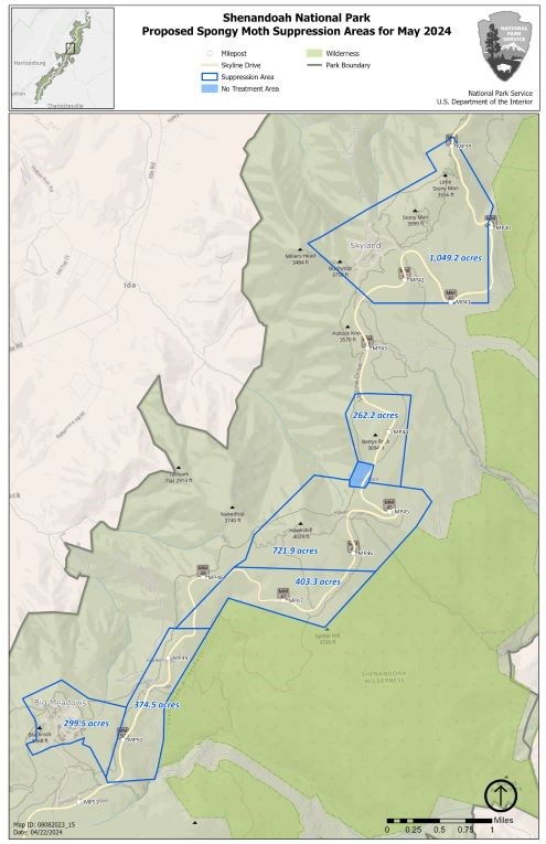 Map showing areas to be sprayed