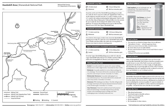 Click to download the trail map Map of area near Hawksbill with roads and trails noted.