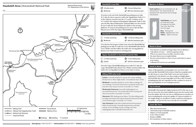 Map of area near Hawksbill with roads and trails noted.