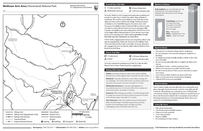 Map of area around Mathews Arm including notable roads and trails.