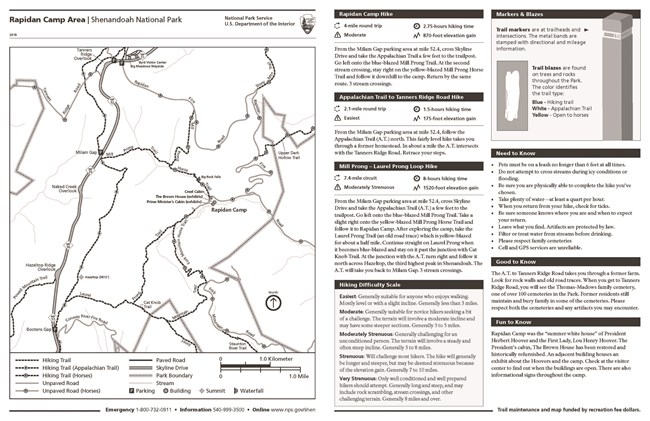 Click to download the trail map Map of area around Rapidan including notable trails and roads