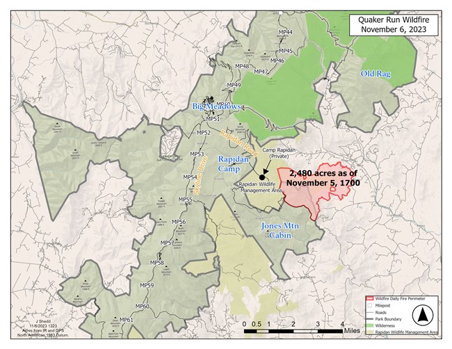 Map showing the burn areas