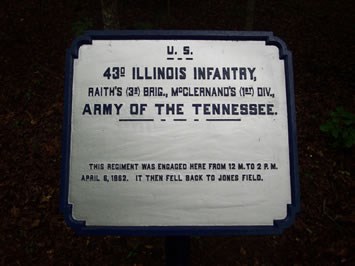 Position Marker #039: 43rd Illinois Infantry close up photograph