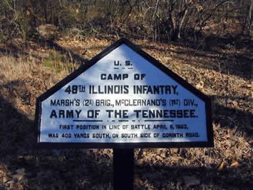 Campsite Tablet #A-07: 48th Illinois Infantry close up photograph