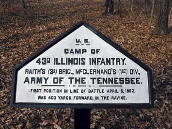 Campsite Tablet #A-11: 43rd Illinois Infantry close up photograph