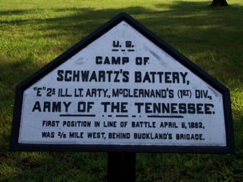 Campsite Tablet #A-15: Schwartz's Battery (E), 2nd Illinois Light Artillery close up photograph