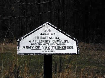 Campsite Tablet #A-17: 1st Battalion, 4th Illinois Cavalry close up photograph