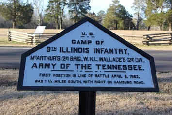 Campsite Tablet #A-23: 9th Illinois Infantry close up photograph