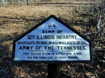 Campsite Tablet #A-24: 12th Illinois Infantry close up photograph