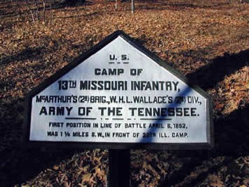 Campsite Tablet #A-25: 13th Missouri Infantry close up photograph