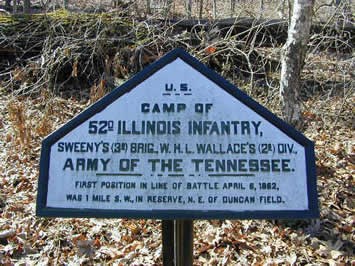 Campsite Tablet #A-31: 52nd Illinois Infantry close up photograph