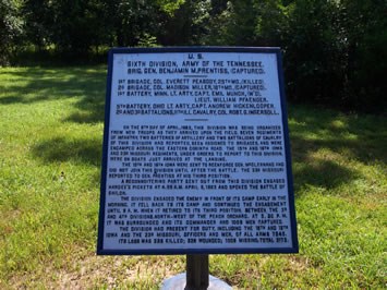Historic Plaque #I: Prentiss' (6th) Division, Army of the Tennessee close up photograph