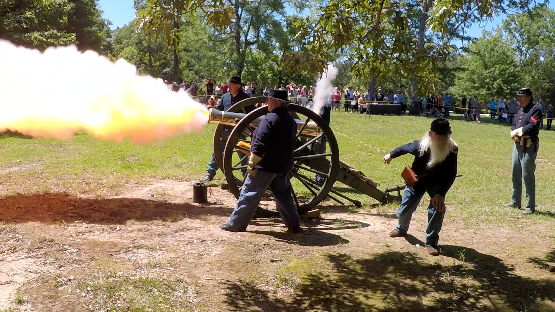 Union Cannon Fire 2 - NPS Photo Living historians fire a bronze cannon