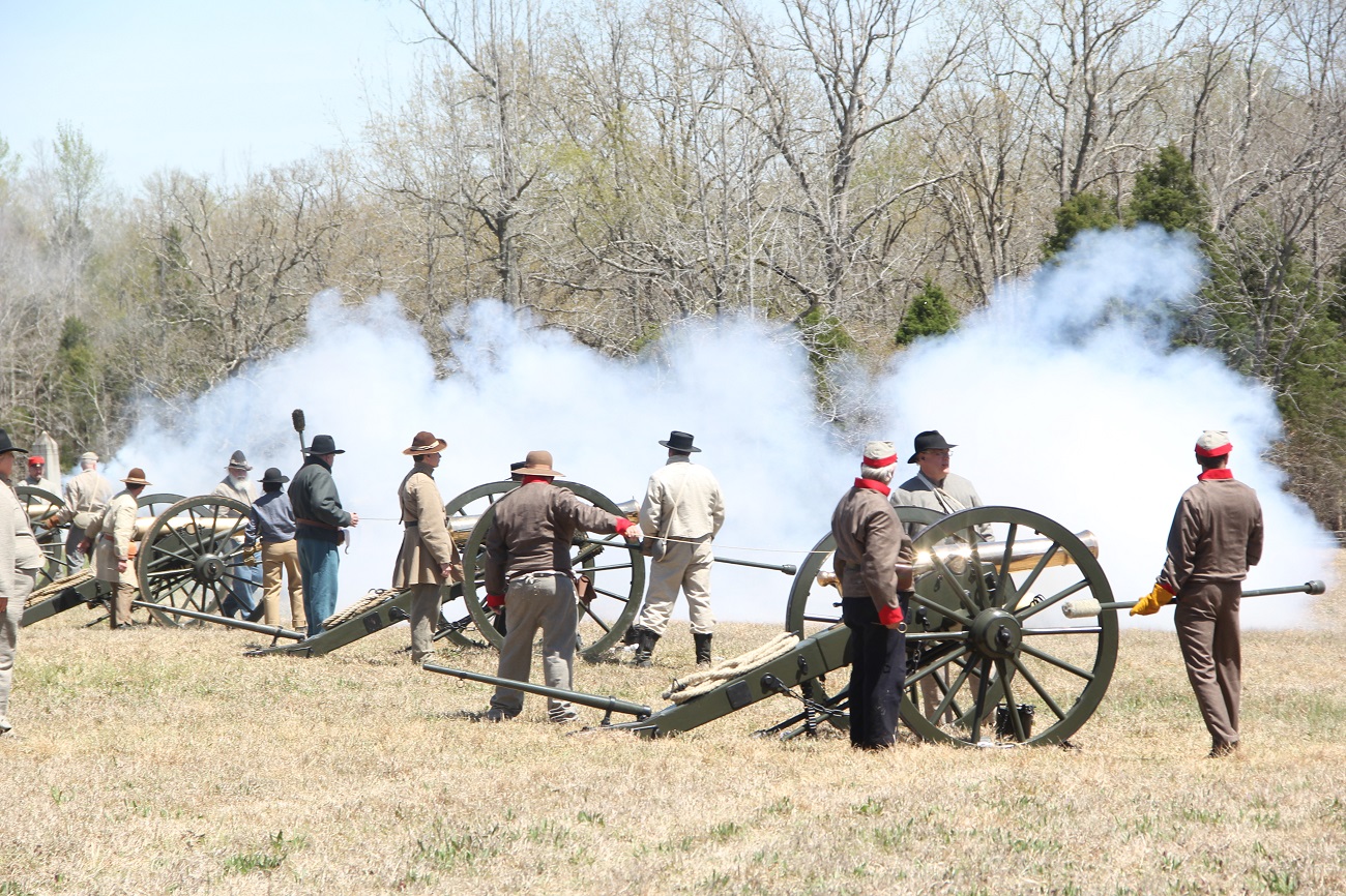 Living historians fire cannon