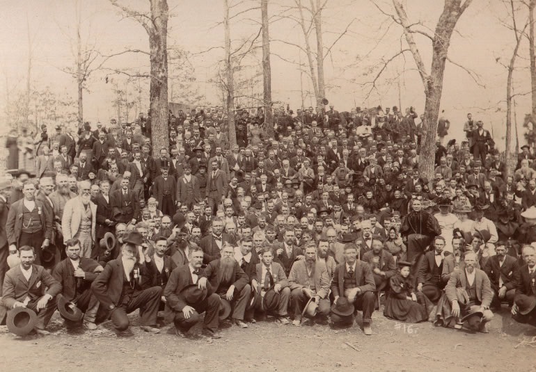 veterans reunion 1895 - Shiloh Collection Hisotric image of Shiloh veterans gathering at Rhea Springs in 1895