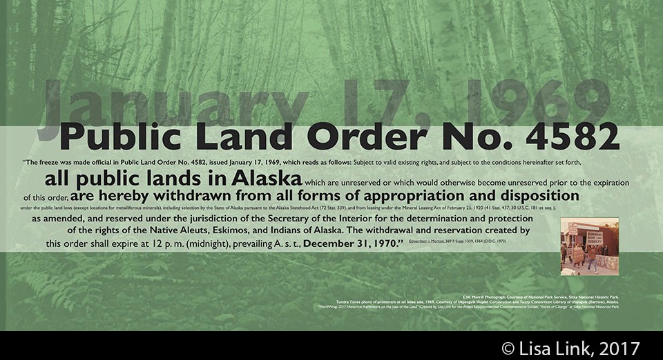 Green digital print with black text from the January 17, 1969, Public Land Order No. 4582.